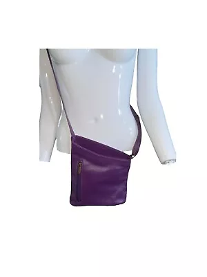 Vera Pelle Gorgeous Purple Italian Leather Crossbody Bag • $29.99