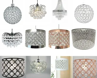 Modern Chandelier Acrylic Crystal Droplet Ceiling Light Shades Lampshade Pendant • £16.90