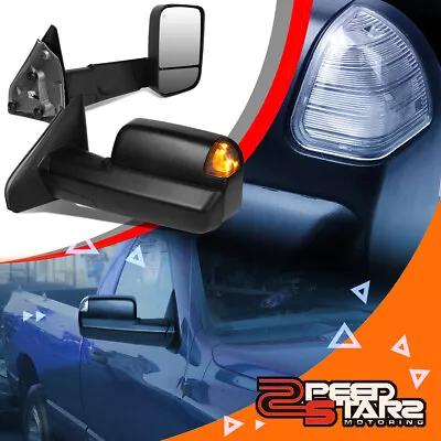 Pair Power Heated LED Signal Flip Tow Mirrors For 02-09 Dodge Ram 1500 2500 3500 • $148.78