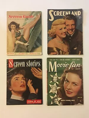 Vintage 1940s Movie Magazines Lot Of 4 Ingrid Bergman Betty Grable Lana Turner • $100