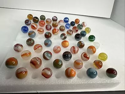 Awesome Lot Of 55 Peltier Glass Rainbow Marbles!  Big Variety Of Colors • $100