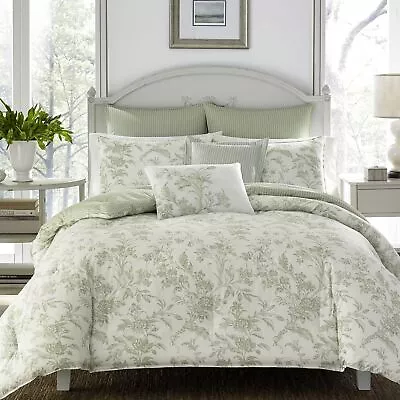 Laura Ashley Home - King Duvet Cover Set Reversible Cotton Bedding Includes... • $206.75