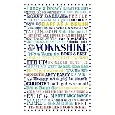 Yorkshire Born & Bred Yorkshire Dialect Words Tea Towel YORKSHIRE Sayings Towels • £5.99