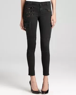 J Brand Brix Skinny Jeans Cargo Zip Pocket Detail Black Stretch 27 • $56.83