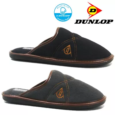 Mens Dunlop Memory Foam Slippers Indoor Mules Lined Warm Cozy Winter Shoes Size • £12.95