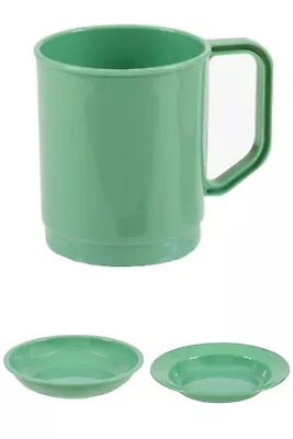 £8.99 • Buy 1 Person Camping Picnic Dining Set Plate Mug And Bowl Green Plastic