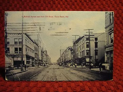 1908. Wabash Ave. From 5th St. Terre Haute Indiana. Postcard E5 • $8