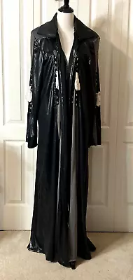 Adult Costume Gothic Vampire Jacket &Vest Long Coat Black Silver Accents Biker • $29.88