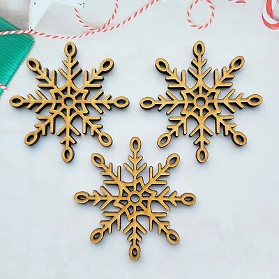 Wooden MDF Christmas Snowflake - Craft Shapes Blanks Xmas Designs Decoration V7 • £2.45