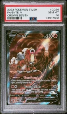 $46 • Buy 2023 Pokemon Sword And Shield Crown Zenith #GG36 FA/Entei V PSA 10 GEM MINT 💎