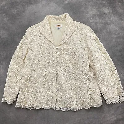 Talbots Jacket Women 12 Ivory Lace Lined Formal Wedding • £22.77