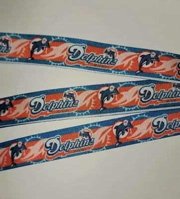 MIAMI DOLPHINS 10 Yards Grosgrain Ribbon 7/8 USA SELLER Crafts • $1.99