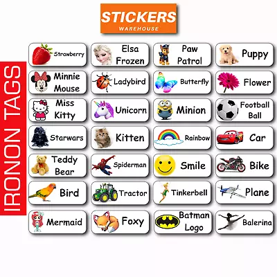 Custom Name IRON ON Labels 25pcs Stickers  Clothing School Tags Kids Uniform D01 • £3.99