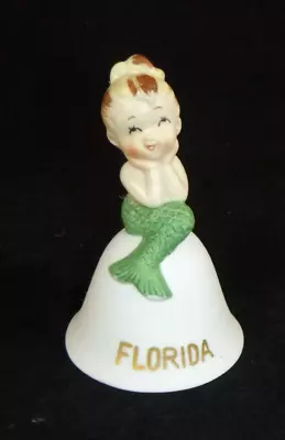 Vtg 60s Bisque Bell Florida Souvenir Cute Mermaid 4  H Made In Japan  • $22