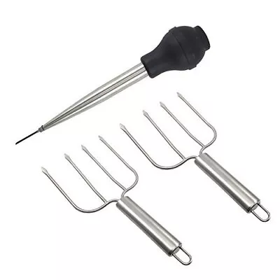 Thanksgiving Turkey Serving Set Stainless Steel Baster And Turkey Lifter Poultry • $18.36