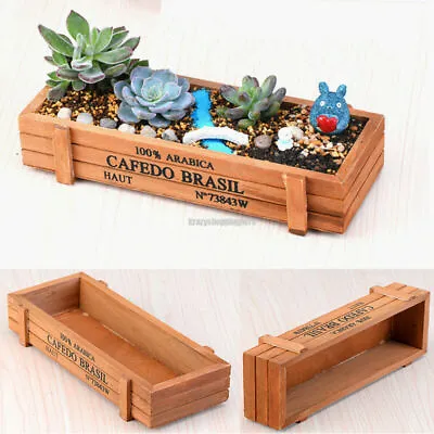 Flower Pots Succulent Plant Pot Vintage Wooden Flower Box Garden Balcony Decor • $8.94