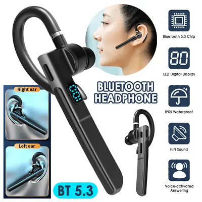 Bluetooth 5.3 Earpiece Headset Hands Free Headphones Earbuds For IPhone Android • £10.95