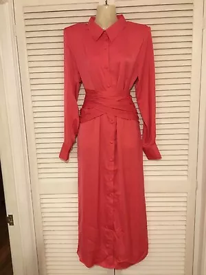 NASTY GAL Fuscia Pink Long Oversize Shirt Dress Size 6 (6-14) • £6