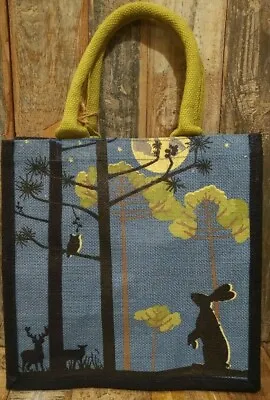 JUTE SHOPPING BAG HARE AND MOON DESIGN ECO FRIENDLY AND FAIR TRADE 30x30x20 CM • £9.95