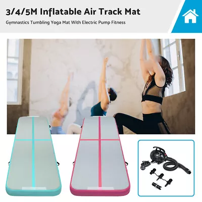 Inflatable Air Track Yoga Mat Tumbling Air Pump Gymnastics Cheerleading 3M 4M 5M • $105