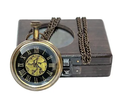 Antique Vintage Style 2  Marco Polo Brass Pocket Watch Fob With Wooden Box-Gift • $29.59