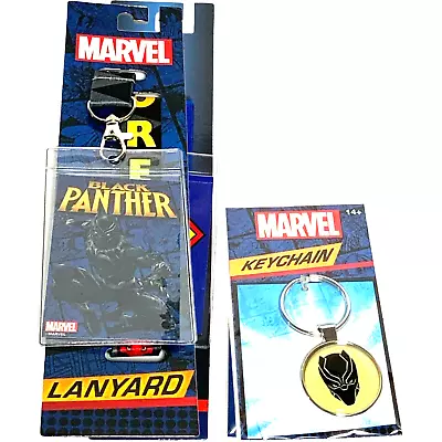 Marvel Comics Black Panther Logo Lanyard ID Holder & Keychain Set New • $13