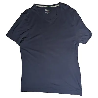 $29 • Buy Rhone Men's Element Navy Blue Short Sleeve Pima Cotton Blend V-Neck T-Shirt M
