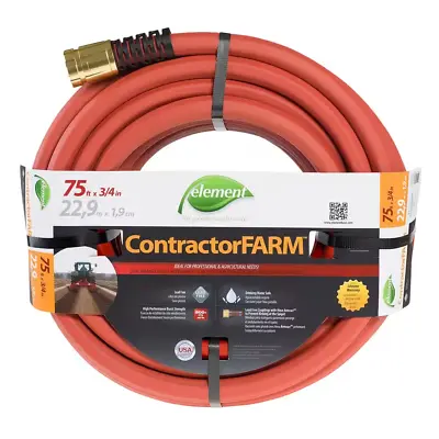 Element Contractorfarm 3/4 In. X 75 Ft. Heavy Duty Contractor Water Hose Rubber • $62.69