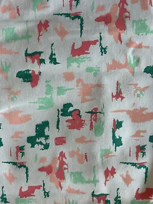 Vintage MCM Linen Cotton Fabric “Dawn Of Digital Printing Era” 48x4yds —A HOOT!! • $54.90