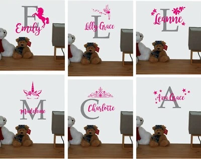 £5.95 • Buy Custom Name Personalised Wall Sticker Nursery Girls Decal Baby Art Bedroom 