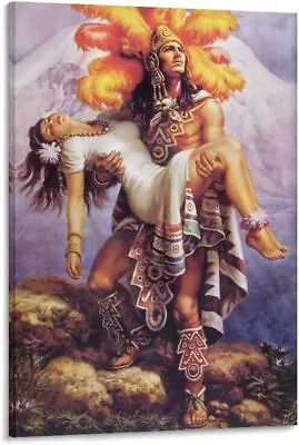 Aztec Warrior And Princess Poster Mexican Folk Mythology Canvas Wall Art • $13.90