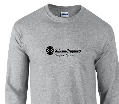 SGI T-shirt Retro Silicon Graphics Geek Sport Gray Long Sleeve Tee Shirt S-5XL • $23.99