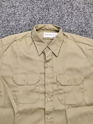 WearGuard Shirt XL Men Extra Large Button-Up Khaki Tan Twill Short Work USA VTG • $14.49