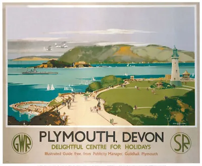 £3.95 • Buy Vintage Plymouth Devon, Delightful Centre  Railway Travel Poster A1/A2/A3/A4