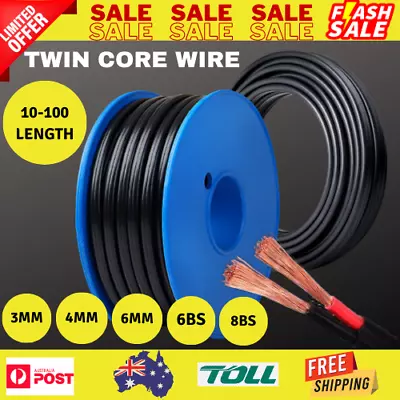 Electrical Twin Core Wire Copper Cable Extension 10/30/60/100M 450V Dual Sheath • $57.99