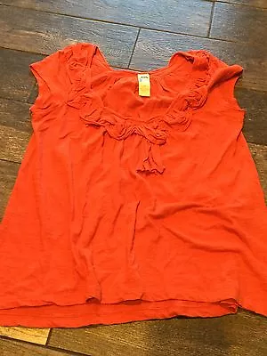 Anthropologie C. Keer Winners Circle Wavy Detail  Orange Top Blouse S • $8