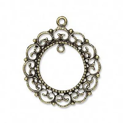 $14.95 • Buy  Cabochon Frame Pendant Wreath Filigree Steampunk Brass Jewelry Lot Of 6