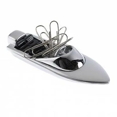 Speedboat Desk Paperweight Magnetic Paperclip Holder Wheels Propeller Gift Boxed • £19.95