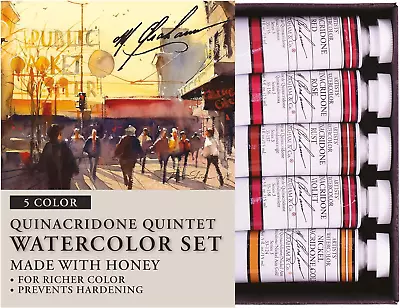 M. Graham 1/2-Ounce Tube Watercolor Paint Set Quinacridone Quintet 5 (33-QUIN) • $94.99