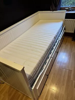 IKEA HEMNES Day-bed Frame With 3drawers White 80x200 Cm- Single And Double Bed • £44.33