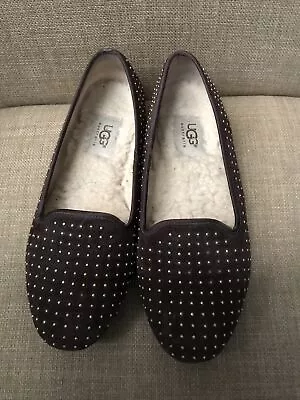 UGG Alloway Size 6 Studded Brown Loafers Shoes Slip On Flats • $38.95