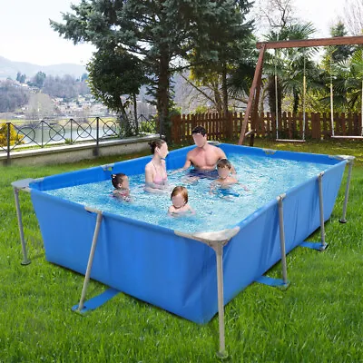 Metal Rectangular Frame Swimming Pool Portable Above Ground Easy Set Pool Family • $129.99