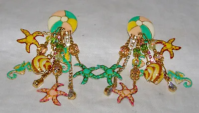 Vintage Lunch At The Ritz Beach Theme Sea Horsesstar Fishshell Dangle Earrings • $39