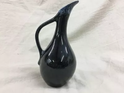 Van Briggle Small Pitcher/Ewer - Black With Blue Drip Glaze - 7  Tall • $22.99