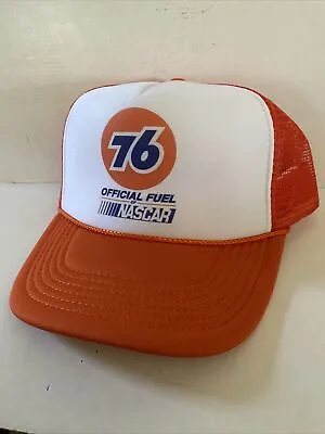 Vintage 76 Gasoline Hat NASCAR Trucker Hat Adjustable Snapback Orange Hat • $16.14