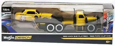 New Maisto Design Elite Transport 1953 B-61 Mack Flatbed & 1965 Ford Mustang • $19.99