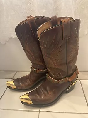 Vtg ACME Western Cowboy Rockabilly Harness Metal Toe Tips Mens Boots Sz 8 1/2 D • $275.97