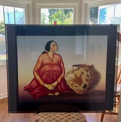 1985 Signed & Numbered R C Gorman Lithograph Woman With Zia Jar In Shadow Box • $1550