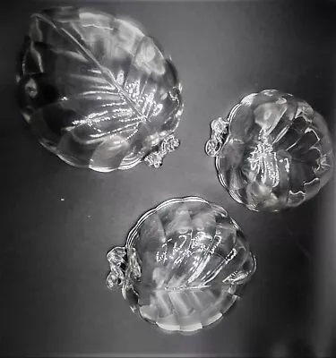 Clear Glass Leaf Bowls Trinket Nuts Candy Soaps Approx. 5-1/2 X 4-3/4  Set Of 3 • $19.99