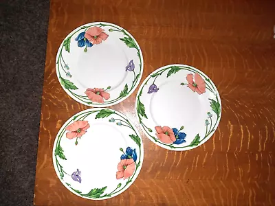 Set Of 3 Villeroy & Boch 10-1/2  Dinner Plates Amapola Pattern • $47.99